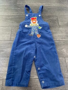 Vintage healthtex Royal Blue Corduroy Overalls with Clown Applique